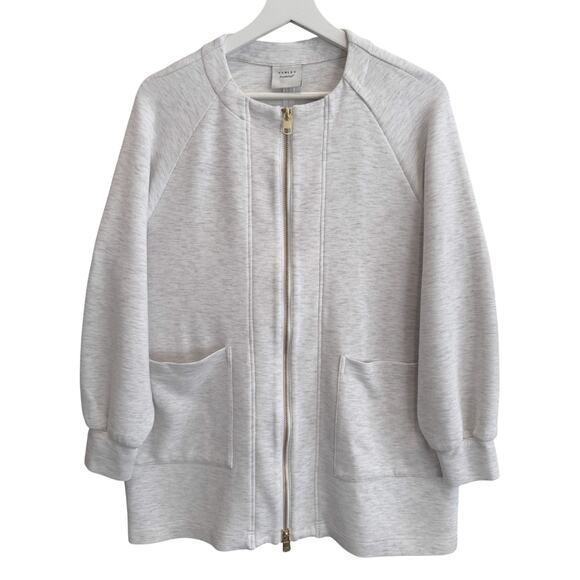 VARLEY Augusta Zip Through Cardigan Crew Neck Raglan Sleeve Oversized XS Gray - Picture 4 of 11